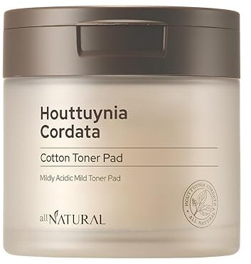 All Natural Houttuynia Cordata Cotton Toner Pad - Kühlende und beruhigende Heartleaf Toner Gesichtspads, sanft für den täglichen Gebrauch und empfindliche Haut (60 Stück)