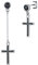 Boucles d'oreilles Zirconium Noir Strass Argent 925 Croix Chretienne Pendentif Oreille Femme Asymétrique Grimpeur Unisexe Clou Punk Oreille Lisse Bijoux Homme Amulette de Protection