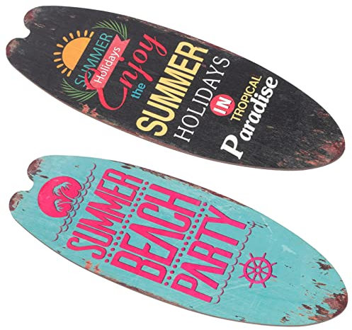 Retro-Deko -Deko Retro-Wohndeko Surfbrett-Schmuck Marine-Stil Dekoration Strand-Surfbrett-Schild Indoor-Surfbrett-Plakette Dekorationswand Surfbrett-Deko Wohnornament 2St