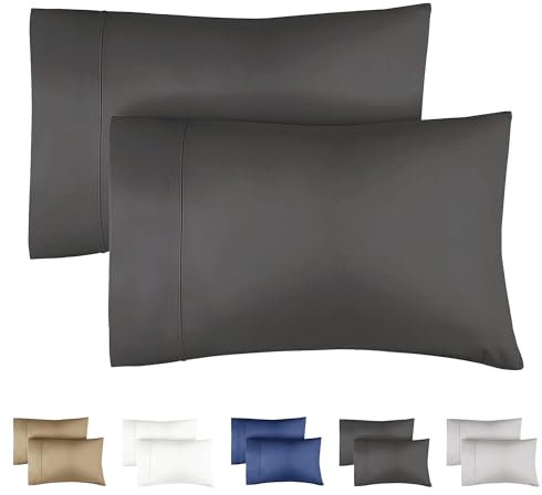 Kissenbezug 40x80 Dunkelgrau - Kissenbezüge 40x80 2er Set - Kopfkissen 40x80 Bezug aus hochwertiger Mikrofaser - Weiche, Bequeme, maschinenwaschbare Kissenhülle - Kopfkissenbezug 2 Pack