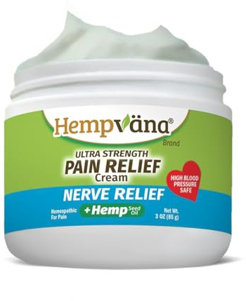 Hempvana Ultra-Strength Nerve Relief Cream w/100% Pure Hemp Seed Oil, AS SEEN ON TV, Relieves Nerve Pain, Shooting Pain, Joint Pain, Tingling, Muscle Cramps, Crawling Sensations, 3 oz Jar
