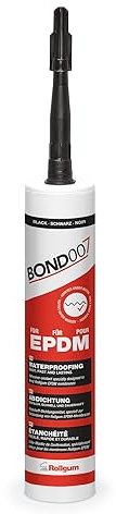 Rollgum BONDOO7 EPDM Kleber Kartusche für Dachfolie und Teichfolie, Unterwasserkleber, UV-beständig, wasserfest, dauerelastisch, lösemittelfrei, 1 x 290ml schwarz