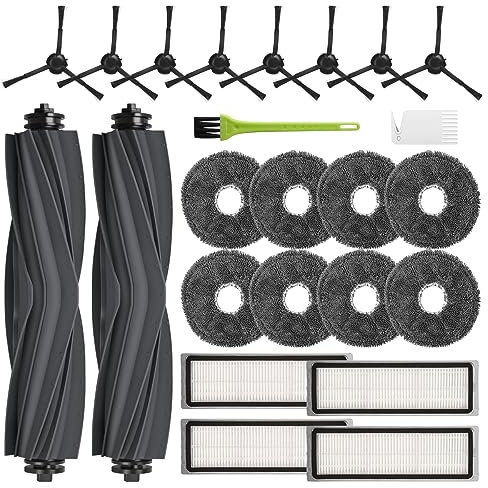 DrRobor Accesorios Recambios para L10s Pro | L10s Pro Gen2 | L10s Plus | L10 Prime Aspiradora, Piezas de Repuesto con 2 Cepillo Principales, 4 Filtros HEPA, 8 Paños Mopa, 8 Cepillos Laterales