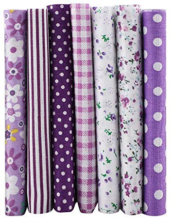 Quilt-Packungen, Furoshiki-Wickeltuch, 45 Cm, Baumwolle, 7 Stück, 50 X 50 Cm, Baumwollstoff, DIY-Sortiment, Vorgeschnittenes Bettwäsche-Set, Viertelbündel (rot) (Lila)
