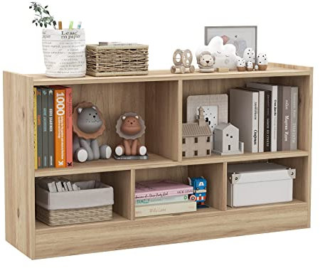 GOPLUS Bibliothèque 5/8 Cubes Ouvertes, Meuble de Rangement Bibliothèque Enfant Salon pour Livres et Jouets,111 x 30 x 61,5CM, Naturel