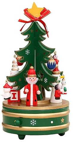 Boîte à musique rotative de Noël | Décoration de table musicale, boîte à musique d'arbre de Noël - Décoration de Noël, boîte à musique, figurine éducative et musicale, mécanisme à remonter pour