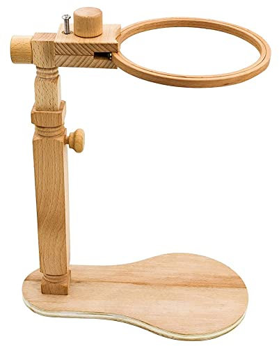 Daowwui Embroidery Stand Rotated CrossStitch Stand Lap Beech Wood Embroidery Hoop Holder Hands Free Needlepoint Frame Stand