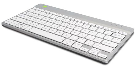 R-Go Compact Break Tastatur, Bluetooth 5.0, QWERTY US Layout, Mit Anti-RSI Software, Ergonomische flaches Design, Kompatibel mit Windows/MacOS, Weiss