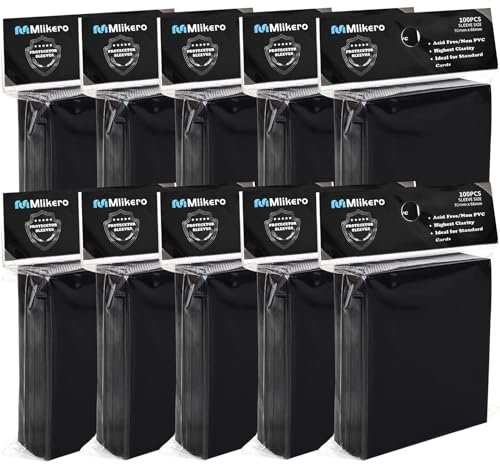 Mlikero 1000 Stück Weiche Sammelkartenhüllen, 66 x 91 mm Standardgröße Sammelkarten Karten Hüllen, Perfekte Passform fit für Sammelkarten, Sportkarten (Schwarz)