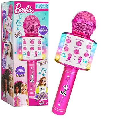Barbie Bright Voicemaster Microphone | Karaoke Wireless Microphone | Wireless Speaker Age 3+ | Multi-coloured Lights | 5 Voice Effects | Sing & Record | Barbie Roleplay By Sinco Creations