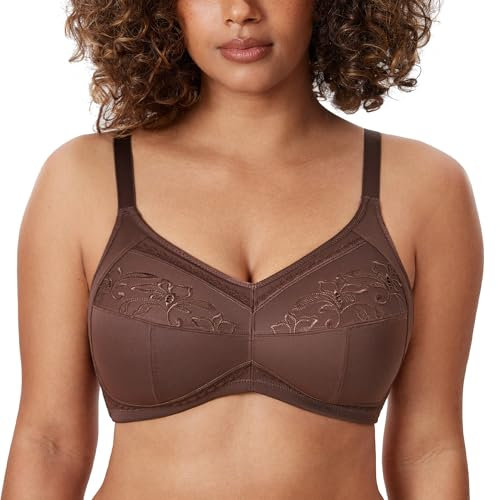 DELIMIRA Damen Mastektomie BH nach Brust op BH ohne Bügel Baumwolle Vollschalen für Große Brust Taupe 80D