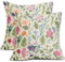 Kissenbezüge im Vintage-Stil, Botanischer Druck, 45,7 x 45,7 cm, 2 Stück, Frühlingsblumen, Rosa, Salbeigrün, Pflanze, dekorative Wurfkissenbezüge, Outdoor, Bauernhaus-Dekoration für Sofa, Couch, Bett