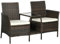 Outsunny 2 moderne Rattan-Gartenstühle mit abnehmbaren Polstern und Couchtisch mit gehärteter Glasplatte, 138x60x87 cm, Braun