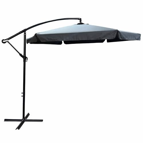 AKORD Sonnenschirm mit Kurbel Sechseckig CYNIA | 300x300x245 cm Ampelschirm | Neigungswinkel und Höhe Verstellbar | Marktschirm Terrassenschirm Balkon Wasserdicht | Gartenschirm UV-Schutz | Grau