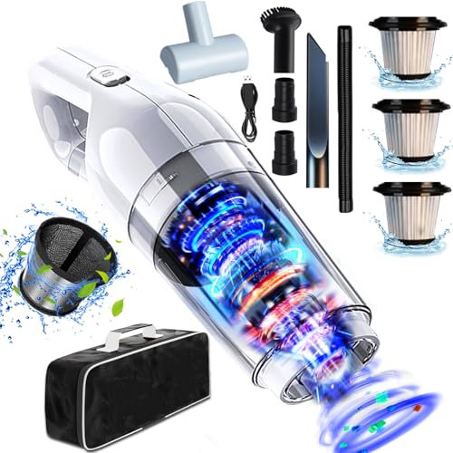 Aspirateur Voiture,18000/15000PA Aspirateur à Main sans Fil Aspirateur de Table Puissant Rechargeable Mini Professionnel Humide et Sec, Filtre en Acier Inoxydable, 8 en 1 Adapté Maison,Voiture,Bureau
