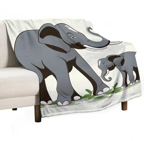Überwurfdecke für Couch, Fleece-Decken, alter Elefant und junger Elefant, weiche, gemütliche Überwurfdecke für Bett, Reisedecke für Bett, leichte Bettdecke, für alle Jahreszeiten