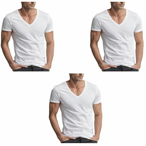 Saggio Leable Set 3 Tshirt 1472 Scollo V Mezza Manica Filo di Scozia da Tg 4 a 12 Anallergico Made in Italy Uomo Profumatore Bianco 5