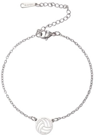 Zeayebsr 1pcs Armband Silberkette, Edelstahl-Volleyball Zierlicher Anhänger für Liebhaber