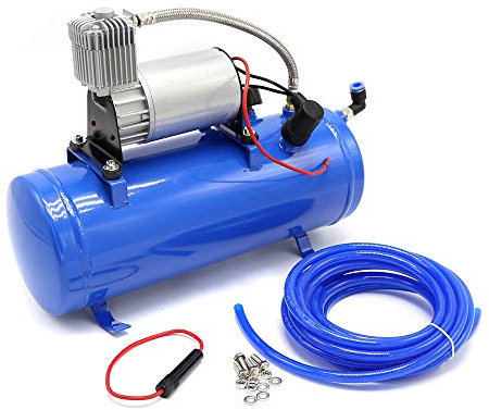 PurpleMinder 12V DC Druckluftkompressor Pumpentank Kit für PKW-Horn, Air Horn Compressor Kit Air Compressor Trompete Hupe Trumpet mit Eingebautem Druckschalter 6L 150Psi