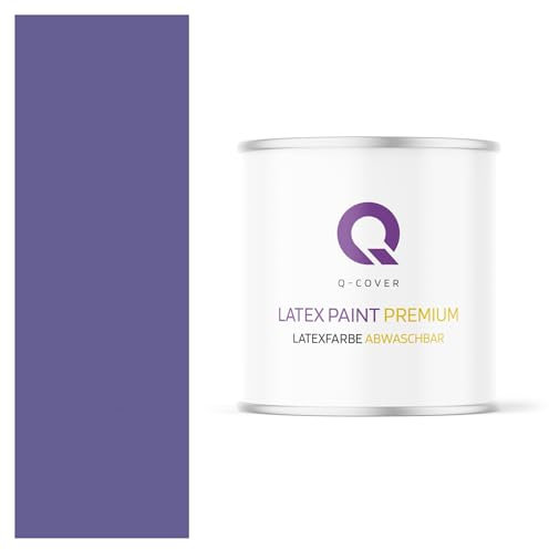 Q-COVER Latexfarbe Abwaschbar 2L (ca.14m2) Dunkel Violett Farbton Innenfarbe Wandfarbe Deckenfarbe Klasse 2 Mattfarbe Für Allergiker Scheuerfest Geruchlos Frei Von Voc