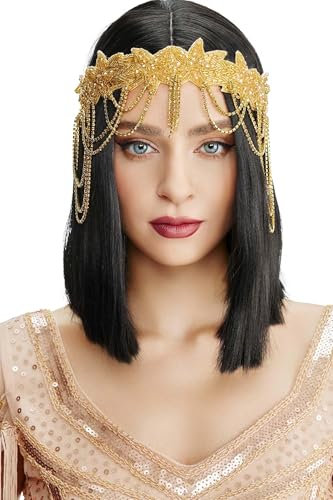 BABEYOND 1920s Flapper Kopfstück Damen 20er Jahre Gatsby Accessoires Pailletten Luxus Vintage Haarbander Abendessen Party Gold