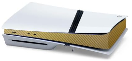Host Center Aufkleber für PS5 Pro,Konsole Kohlefaser Aufkleber Abdeckung Middle Skin Aufkleber Zubehör,Konsolen Mittelteil Schutzfolie für PS5 Pro (Kohlefaser Gold)
