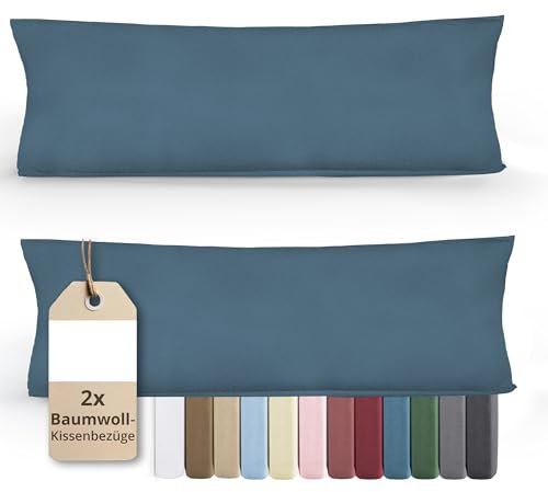 Greenline Kissenbezug Premium Jersey aus 100% Baumwolle Blau Doppelpack (2X) 40 x 145 cm Kissenhülle Kissenbezüge