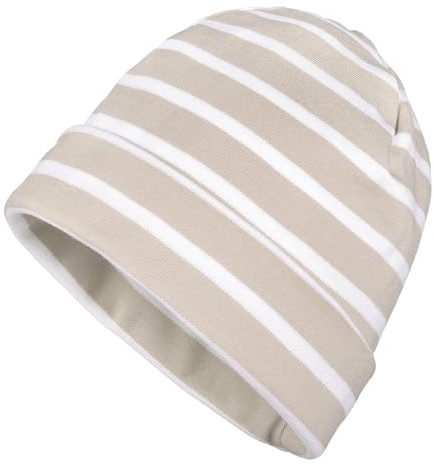 modAS Mütze Maritime Rollmütze Unisex für Kinder und Erwachsene – Ringelmütze Baumwollmütze mit Streifen in Magnolia/Blau bis 52 cm Kopfumfang (Kleinkind)