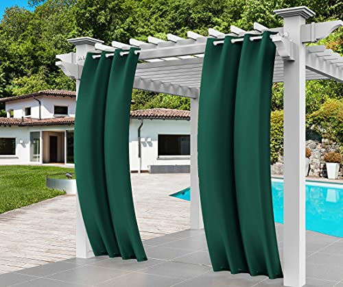 Comlax Outdoor Vorhang Wetterfest, Grün Vorhänge Balkon mit Öse Oben Unten Wasserdicht, Winddicht, Sichtschutz und Sonnenschutz für Veranda/Pavillons/Pergola/Gärten, 1 Stück
