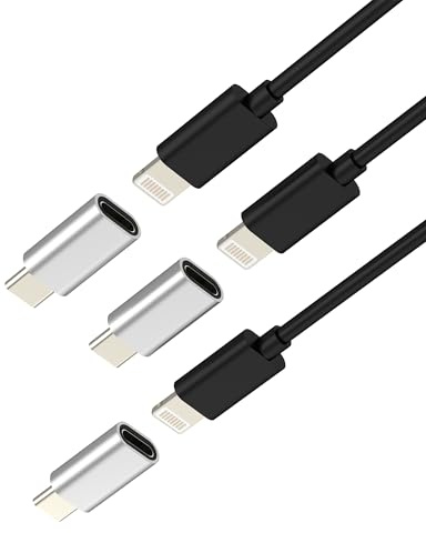 Adaptador Lightning Hembra a Tipo C Macho Cargador(3 Pack)USB C Male a Lighting Female para iPhone 16 15 Pro Max para Apple Cargar Cable para iPad Air Enchufe Conector Compatible Con Samsung Conversor