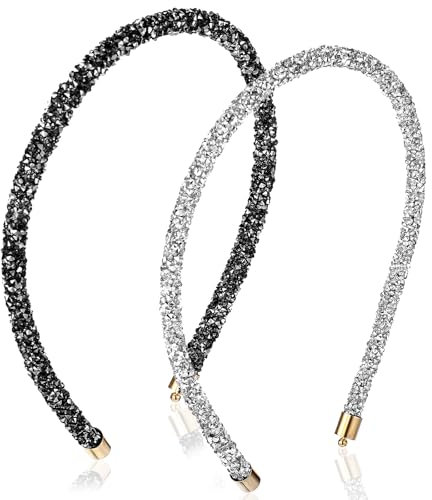 Apausvcm Lot de 2 bandeaux à paillettes pour femme - Serre-tête en cristal pour femme et fille - Bandeau tendance en cristal brillant - Accessoire de cheveux pour fille - Accessoire de cheveux pour