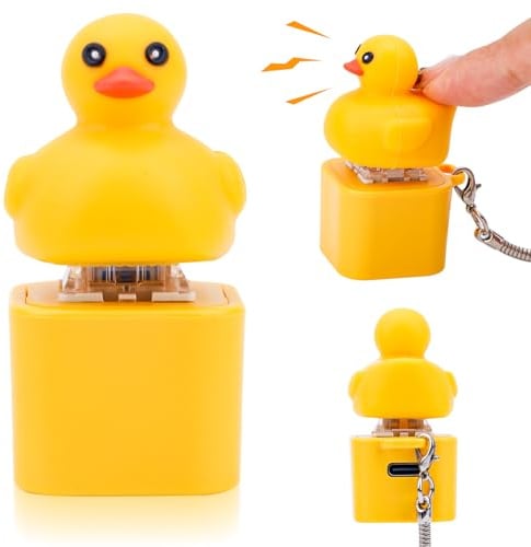 Enten-Zappel-Schlüsselanhänger, Wiederaufladbarer Ente Schlüsselanhänger | Quakender Tragbarer Lustiger Finger-Zappel-Enten-Quak-Knopf-Schlüsselanhänger Fidget Tastatur-Tastenkappen zur Entspannung