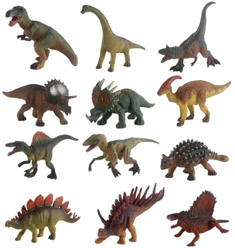 Cylora Dinosaurios Juguetes, 12 Figuras de Dinosaurios Realistas y Educativas, Niños y Niñas de 3 4 5 6 7 8 9 Años, Tiranosaurio Rex