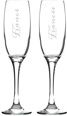 You Personalise Date Champagne Flutes Pair, Fiance Fiancee Design Couples | Personalise with a name, date or message; laser-engraved champagne flute pair for weddings, engagements and celebrations