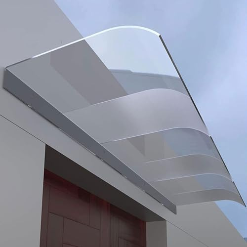 Auvent Porte d'Entrée avec Plaque Polycarbonate - Marquise Porte d'Entrée Transparente, Système Extensible pour Terrasse et Balcon,Disponible en Tailles s Translucent/Semi-Frosted 40x310cm/15.7 x122