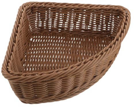 Dreieckiger Eckkorb Handgeflochten – Stabiler Kleiderschrank-Organizer-Korb FüR Regale Badezimmer Eckkorb Aufbewahrungsbox FüR Snacks Kosmetik Und Kleinigkeiten 12.80 X 9.65 X 3.35 Zoll