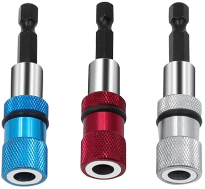 Professional 3Pcs Stainless Steel Bit Extenders with Instantly Release Mechanism Electric Screwdriver Extension Rod Extension Rod