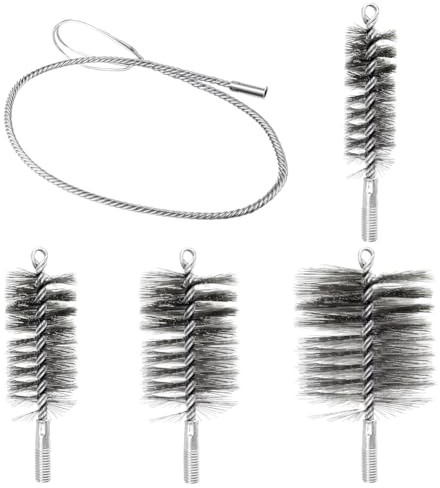 5 Stück Schornsteinfeger Bürste, Ofenrohrbürste aus Stahldraht, Heizkesselbürste, Kaminbürste (30 mm, 50 mm, 80 mm,150mm), Enthält Flexibler Verlängerungsstange aus Edelstahl