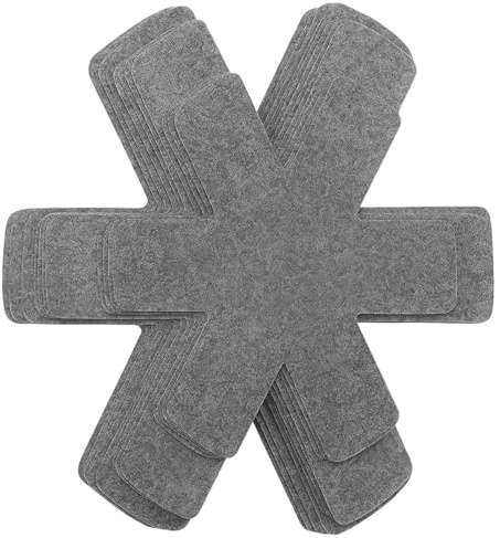 15 Pcs Pan Protectors, 3 Different Sizes (38cm, 35cm, 26cm) Hexagon Felt Pot Protectors for Stacking, Non-Slip Pan Separators, Kitchen Cookware Protectors for Storage and Moving, Gray