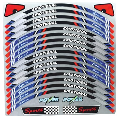 Set 2 Räder, -16 Stück DIN 12899/ASTM D4956 Felgenrandaufkleber Motorrad 17 Zoll Felgen Felgenaufkleber Rad Wasserfest UV-beständig Hochwertige Vinyl Folie Sticker Sport Design (Blau)