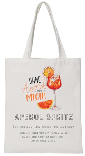 MYHALF Aperol Geschenk Stoffbeutel Aperol Spritz Jutebeutel Holy Aperoli Tote Bag Mädelsabend JGA Baumwolltasche Mallorca Mädelsausflug Geschenkidee