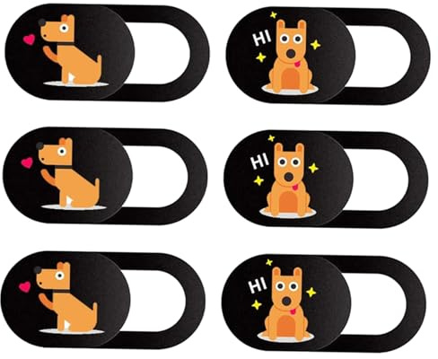 SECFOU 6pcs Adhesive Webcam Privacy Covers Cute Dog and Heart Designs for Laptop, Tablet, and Phone Camera Protection, Sliding Laptop Webcam Cover Set for Privacy Shield