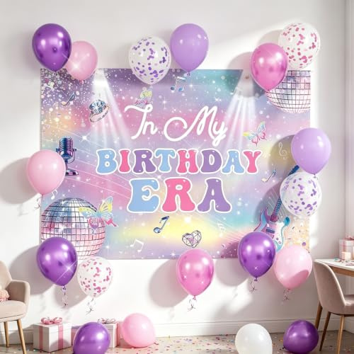 In My Birthday Era - Globos de fondo con temática musical para decoración | Decoración de fiesta de cumpleaños con temática de la era de cumpleaños, globos de fondo para fotos, fiestas