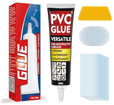 Bellifluous Kit Riparazione Piscina, Colla per PVC, 60ml Toppe per Piscina per Piscina, Letto Gonfiabile, Materasso ad Aria, Toppe Piscina per la Riparazione Rapida di Articoli Gonfiabili