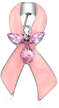 Empowerment Protective Guardian Angel Cristal F Ruban Rose Survivor Breast Cancer Broche Sensibilisation Pour Femmes Émail Plaqué Argent