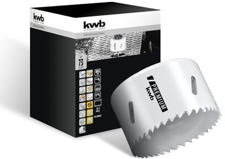 kwb Scie cloche bi-métal HSS Ø 73 mm, 8% allié au cobalt avec denture Vario progressive et haute précision pour une utilisation polyvalente
