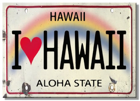 Pacifica Island Art Kühlschrank Magnet mit Hawaiianischem Motiv - I Heart Hawaii License Plate