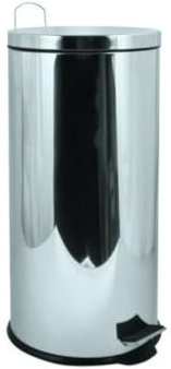 MSV 30 L Cubo DE Basura DE Acero Inoxidable 30L, Cromado, 63x29x29 cm