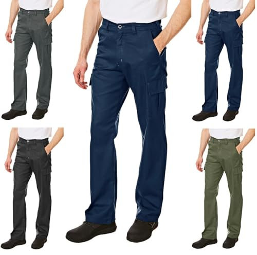 Lee Cooper Men's Classic Multi Pocket Cargo Work Trouser Easy care Safety Pant, Navy, 30W / 29L