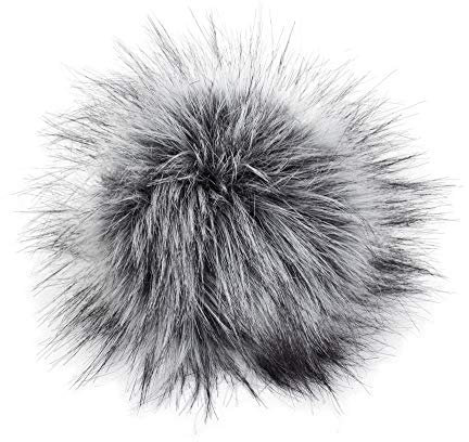 Unbekannt Fell Pompon mit Druckknopf Grey